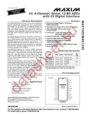 MAX1202ACAP+ datasheet  